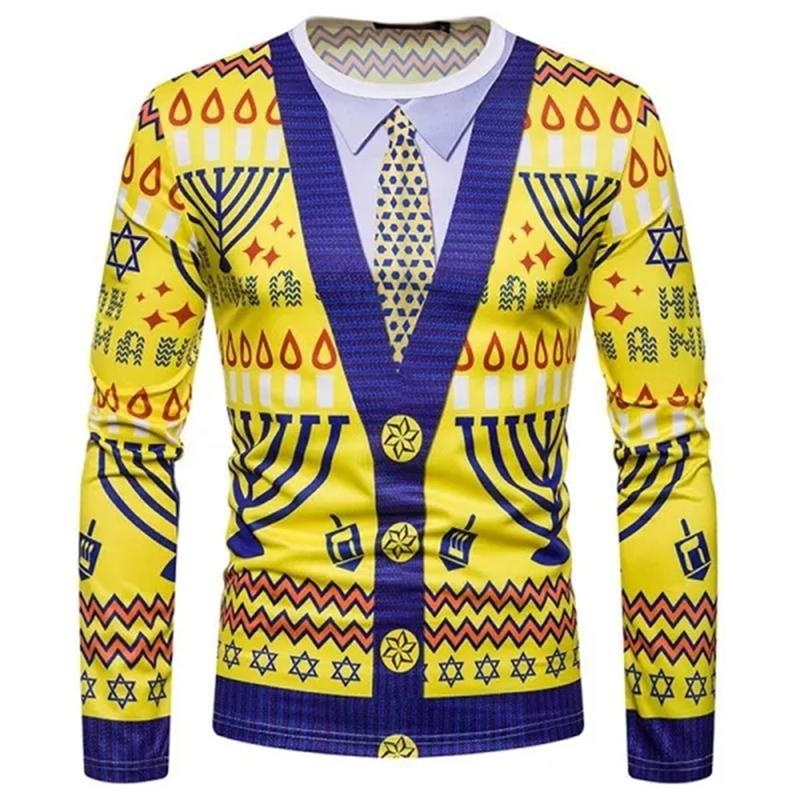 Christmas T-shirt Men's Long Sleeved Round Neck Y2k Tops 3D Printed Christmas Formal Graphic T Shirts Casual Aesthetic Clothing