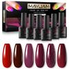MAYJAM 6Pcs Red Series Nail Gel Polish 8ML Soak Off UV Gel Polish Glitter Nail Art Gel Varnish Women Sexy New Nail Care & Polish Beauty Gift