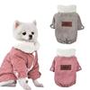 Pet Dog Clothes Dog Jacket Fleece Lining Extra Warm Coat Cat Jacket Dog Denim Jacket Dog Coat Puff Winter Thickening Corduroy Clothes Teddy