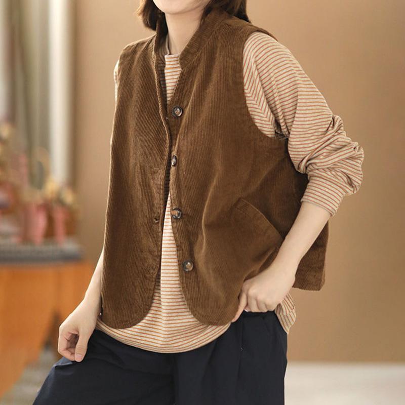 Vest for Women Cotton Sleeveless Tops Solid Colors Vest Oversize Prints Casual Buttons Vest