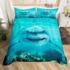 3pcs Vibrant 3D Shark Bedding Set - Soft, Ocean-Inspired Duvet Cover with Shark Fish Print, Breathable, Hypoallergenic, No Fille