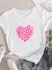 (Asian Size) Women Love Heart Style 90s Lovely Trend Short Sleeve Fashion Clothing Casual Tshirt Female Print Lady Tee Top Graphic T-shirts