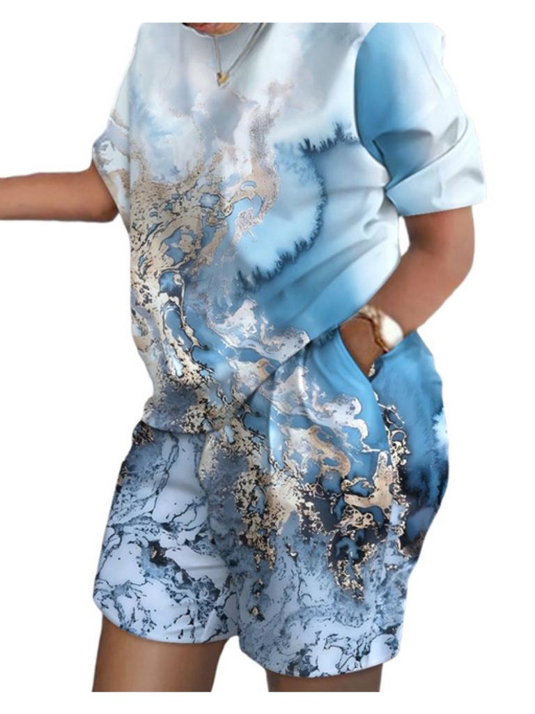 Summer Popular 3d Printed T-shirt+Shorts 2 Piece Sets Fashion Casual Womens Short Suit Soft Jogging Tracksuit Trend Outfits Clothing