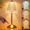 Cordless Lamp Touch Crystal Lamp 3 Colors Dimmable LED Lamp Rechargeable Vintage Lamp for Bedroom Living Room Restaurant Outdoor