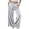 Womens Wide Leg Silky Satin Pants Casual Elastic High Waisted Loose Comfy Versatile Sweatpants With Pockets