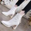 2024 High Quality Women's Shoes Ankle Women's Boots Elegant Modern Boots Women Square Toe High Heels Back Zip Shoes Ladies