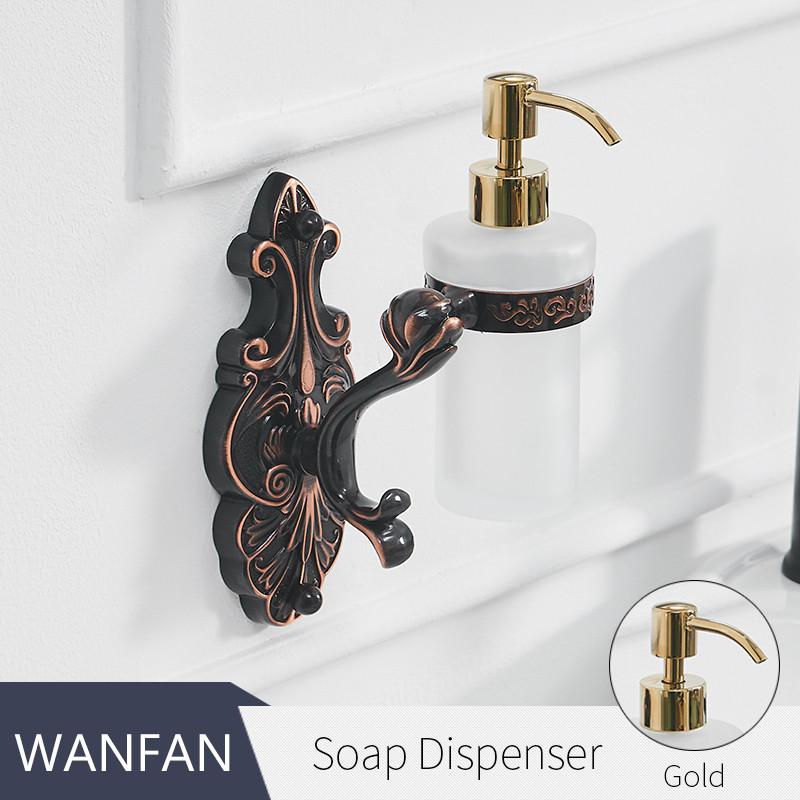 Liquid Soap Dispensers Luxury Black Color Dispenser for Liquid Soap Dispenser Wall Mounted With Frosted Glass Container WF-88818