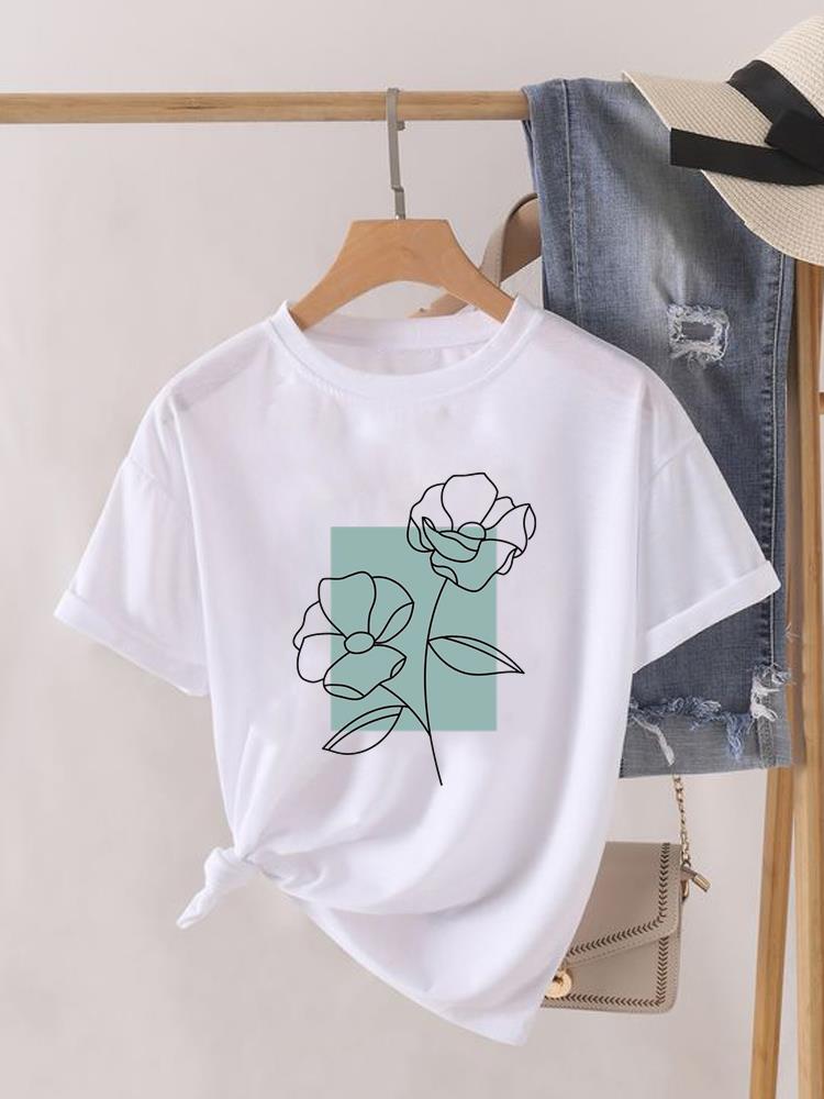 (Asian Size) Love Letter Trend Cute Short Sleeve T Shirt O-neck Tee Clothing Top Casual Fashion Print Lady Female Women Graphic T-shirts