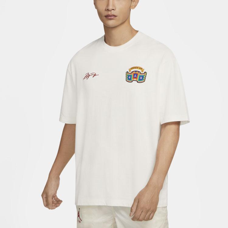 Jordan Chinese New Year Embroidery Casual Sports Crew Neck T-Shirt Men Tops Sail-White DH9205-133