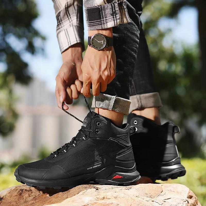 Fashion US13 Man Shoes Hiking New Winter Waterproof Leather Sneakers Warm Plush High Quality Outdoor Work Snow Men Boots Platform Shoes