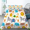 Cartoon Animals Toddler Bedding Set Twin Size For Kids Girls Boys Room Decor Birds Lions Fish Print Duvet Cover With Pillowcases