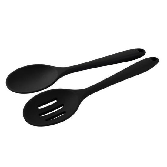Durable Anti-rust Wear-resistant Ergonomic Handgrip Dining Silicone Non Stick Oval Spoon for Dorm Fruit Spoon