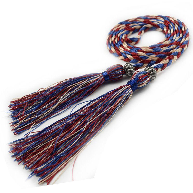 Women's Belt Woven Tassel Waist Strap Student Belt Thin Waist Chain Bow Rope Skirt Knotted Decorative Korean Style