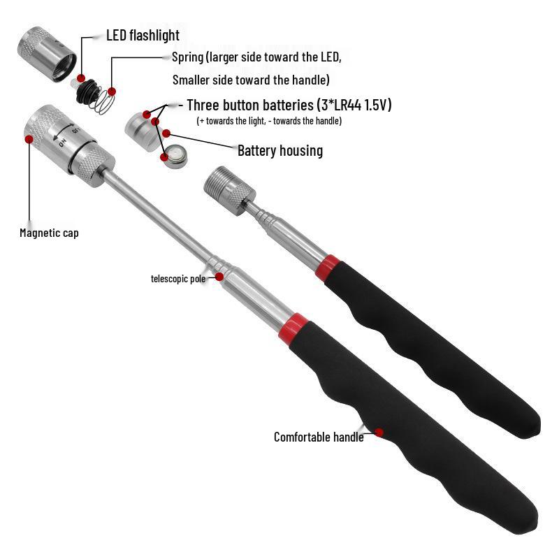 LED Magnetic Telescopic Pick-Up Tool for Metal Parts
