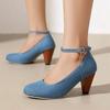 Blue Jeans High Heels Women's Pumps Mary Janes Shoes 2025 Big Size 46 Kitten Heeled Party Office Wedding Shoes Lady Comfortable