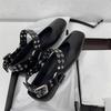 Square Toe Rivet Metal Buckle Women Ballet Flats Comfortable Soft Leather Mary Janes Boats Loafers Casual Lazy Shoes