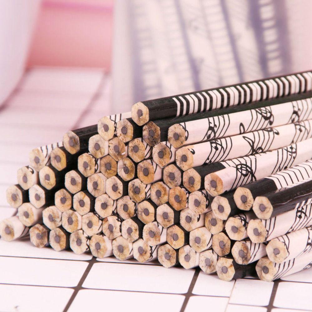Office Supplies Crafts 175mm Musical Note Pattern Graphite 2B Pencil Writing Tools Wooden Pencil