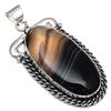 Pendant Grey Botswana Agate Gemstone Mother's Day Gift Silver Jewelry 2.5"