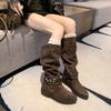 Yang Mi's Same Knight Boots Boots 2025 New Popular Stacking Boots Early Autumn Wear Temperament High-end Women's Boots