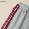 ZANZEA Women Casual Elastic Waist Loose Patchwork Long Pants