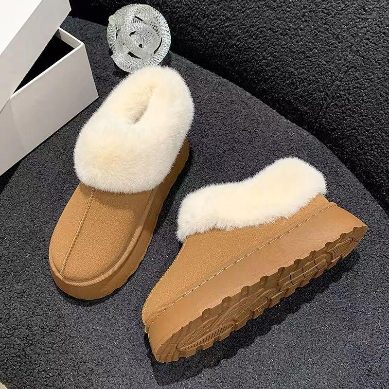 Snow Boots Women's Fur Integrated 2024 New Women's Winter Piled Thickened Heightened Thick-soled Short Boots Cotton Shoes