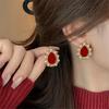 Big Red Waterdrop Flower Petal Pendant Earrings for Women Geometric Metal Enamel Loop Jewelry Oorbellen Earring