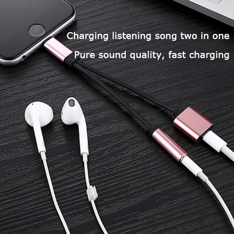 Adapter Charger Audio Cable 2 In 1 Charge To 3.5 Mm Jack Headphone Aux Converter for Apple Iphone 7 8