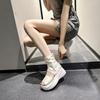 Fashion 6cm NEW Fashion Women Summer ZIP Peep Toe Mary Jane Ankle Booties Platform Wedge Loafer Shoes Stretch Fabric Cloth Silk Sandals