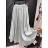 High-Grade Glossy Pearlescent Chiffon Pleated Skirt Retro Style Fashionable Pleated Drooping Slimming High Waist A- Line Skirt