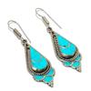 Tibetan Turquoise Gemstone Handmade Jewelry Earring 2.36" U7H77