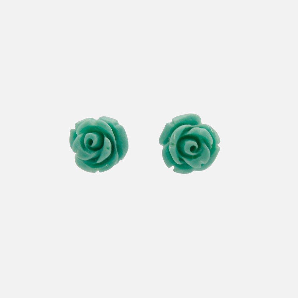Jlauren Turquoise Rose Flower Stud Earrings M04032