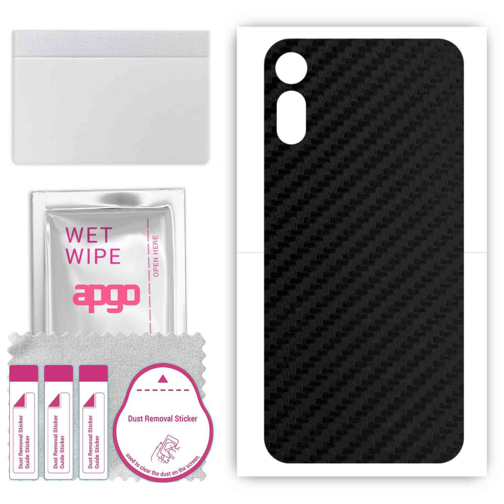 apgo Protective Skin Sticker for the Back Compatible with Motorola Moto E (2020), Wrap Film, Foil, Vinyl - Pattern Carbon Black