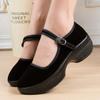 One-word Women's Shoes Soft-soled Dance Shoes Medium Heel Black Work Shoes Hotel Non-slip Platform Square Dance Women's Shoes