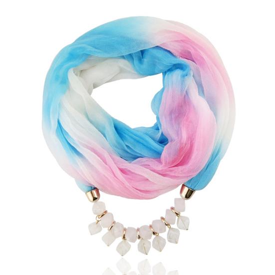 Summer Ladies Scarf Stylish Comfortable Resin Stone Charm Female Necklace Outdoor Wear Sun Protection EMA