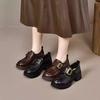 Vintage Maillard Small Leather Shoes Women's 2025 Autumn New British Style Thick Heel Loafers French Belt Buckle Single Shoes