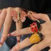 Retro Style Alloy Insect Ring with Rhinestones Detail Handmade Finger Ring Fashion Accessory for Elegant Evening Wear