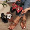2025 Summer New Large Size Round Toe Metal Buckle Flip-flops Foreign Trade Fashion Flat Bottom Cool Slippers
