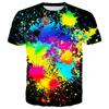 Color Splash 3D Printed T-Shirts Summer Casual Street Oversized Tops Round Neck Short Sleeve Colorful Men's T-shirts