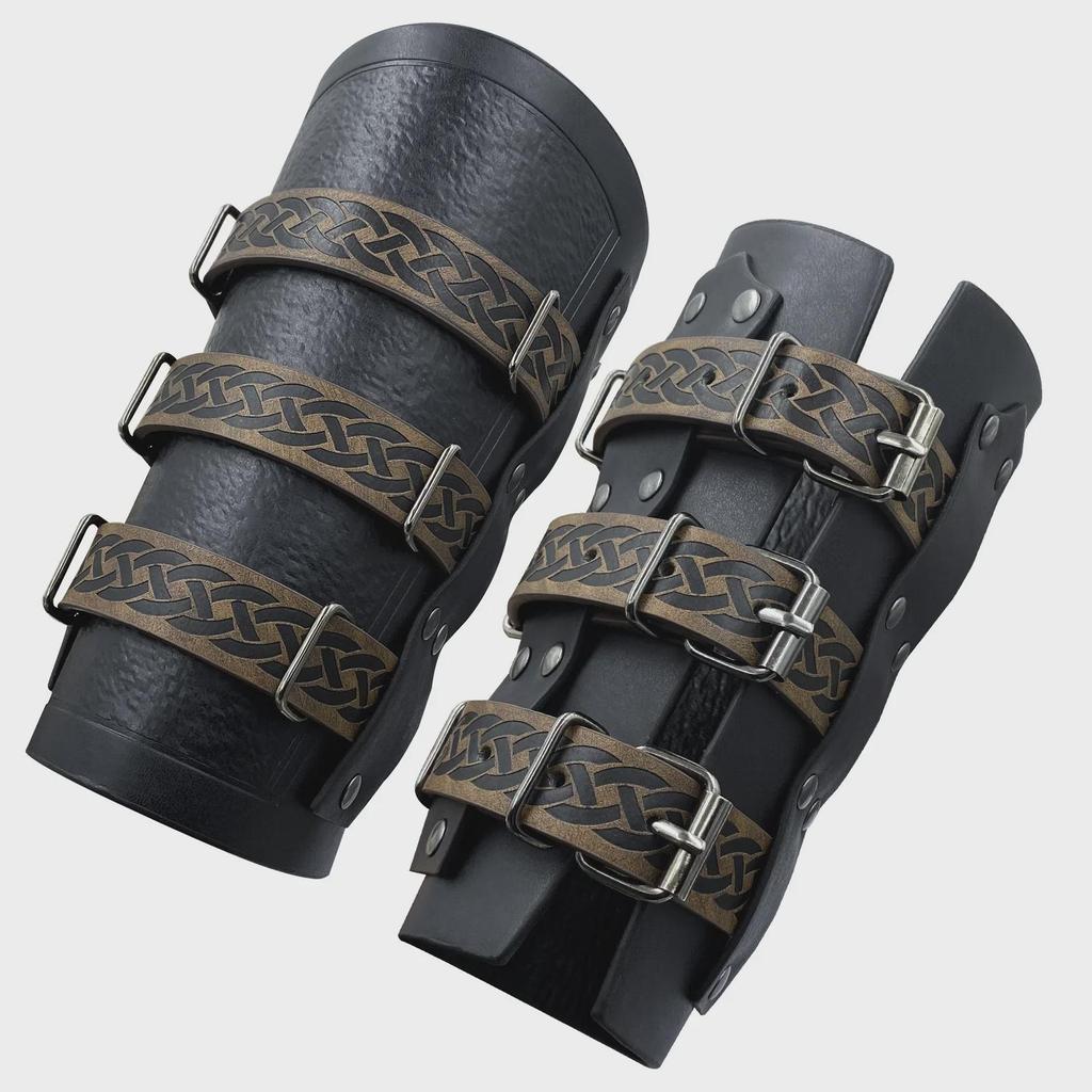 Medieval European Knight Arm Guard with Three-Band Design for Cosplay
