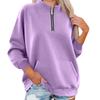 Women's Fashion Long Sleeve Loose Oversize Solid Color Half Zipper Neck Sweater Top With Pockets