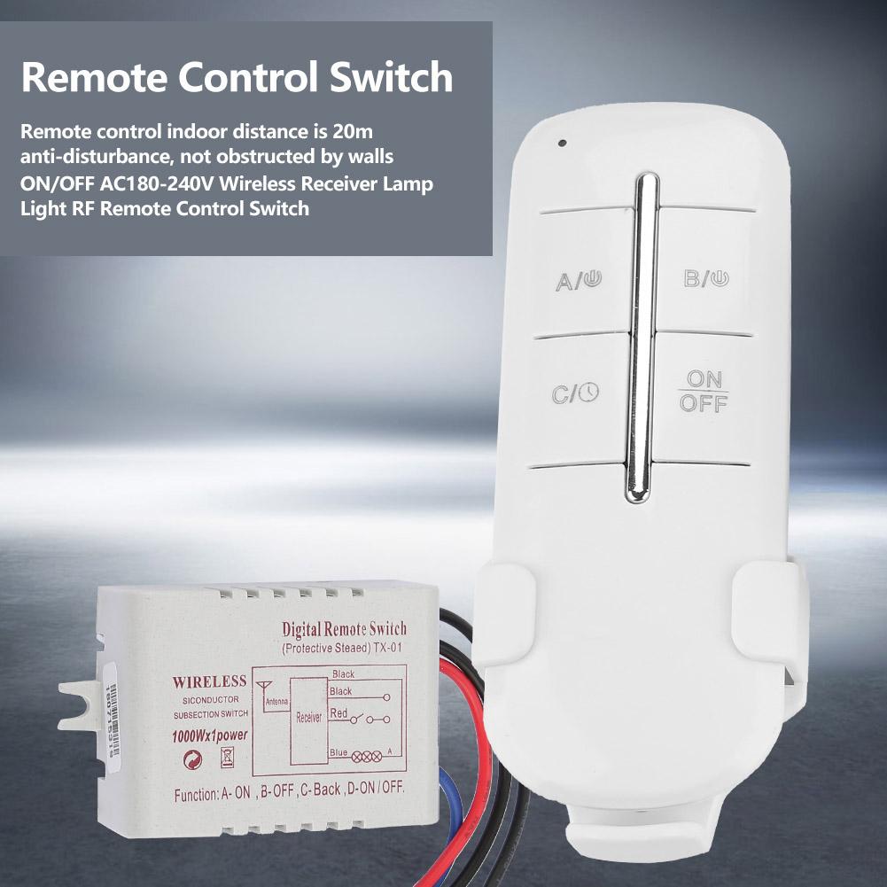 1/2/3/4 Ways ON/OFF AC180‑ 240V 1000W Wireless Receiver Lamp Light RF Remote Control Switch