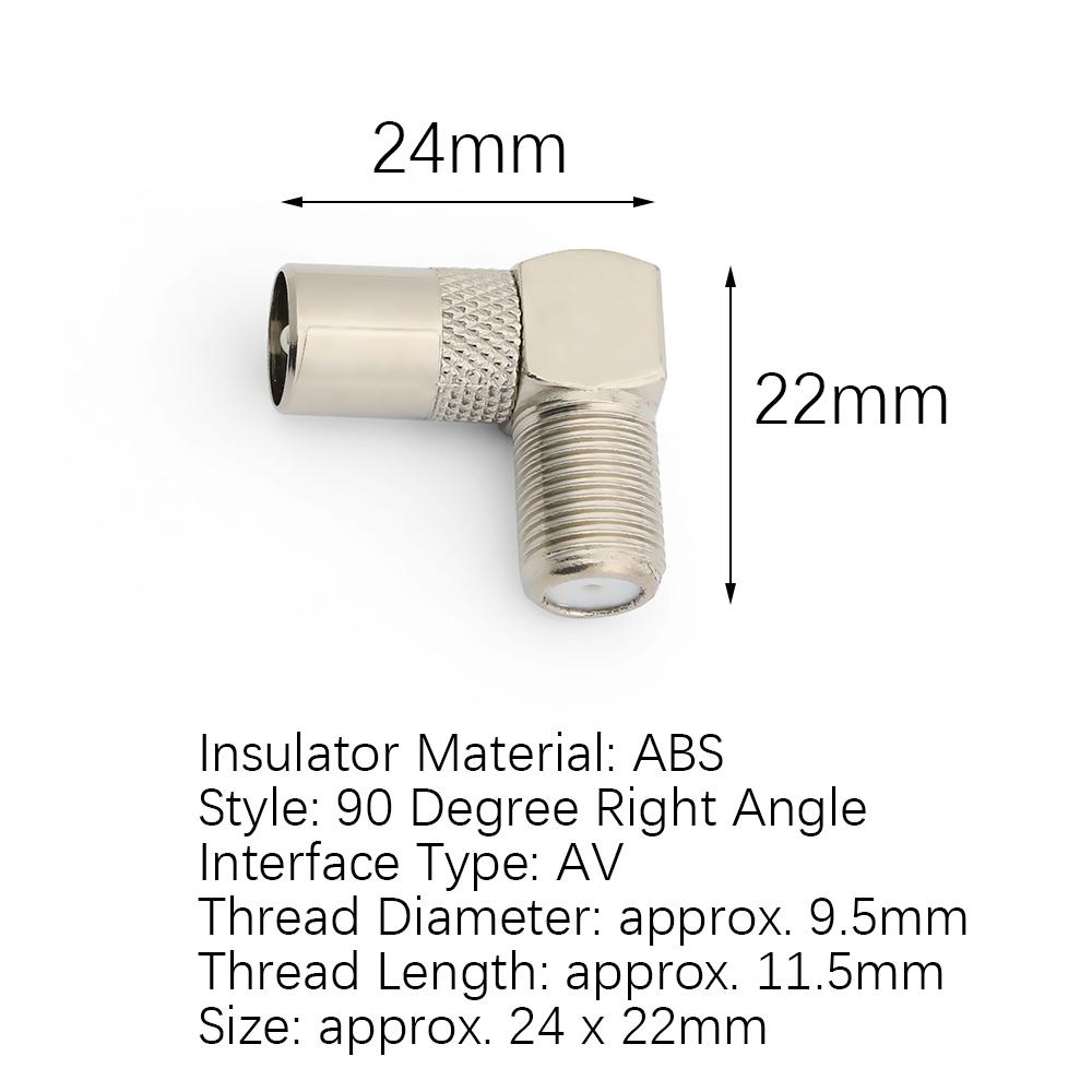 90 Degree Converter Satellite Coax Connectors Aerial Male Adapter Right Angled F Female To TV Male