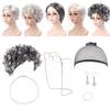 1 Set Old Lady Costume Set Soft Fluffy Smooth Simulated Role Play Breathable Halloween Grey Granny Cosplay Wig Set Party Supply