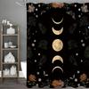 Moon Phase Witchcraft Gothic Wildflower Night Sky Floral Shower Curtain, Bathroom Decorative Shower Curtain, Waterproof Shower C