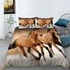 3D Horse Pattern Bedding Single Double Bed Full Size Animal Print Pillowcase and Quilt Cover Microfiber Washable Home Decoration