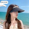 Summer Sunscreen Sunshade Empty Top Hat Korean Version Versatile Pearl Hat Women's Vinyl Big Eaves Headband Sun Hat