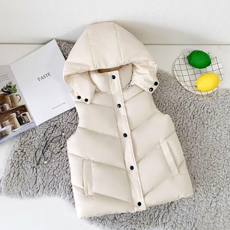 Winter Sleeveless Jacket for Children Clothes Thicken Hooded Down Cotton Vest for Boys Girls Kids Waistcoat Coat