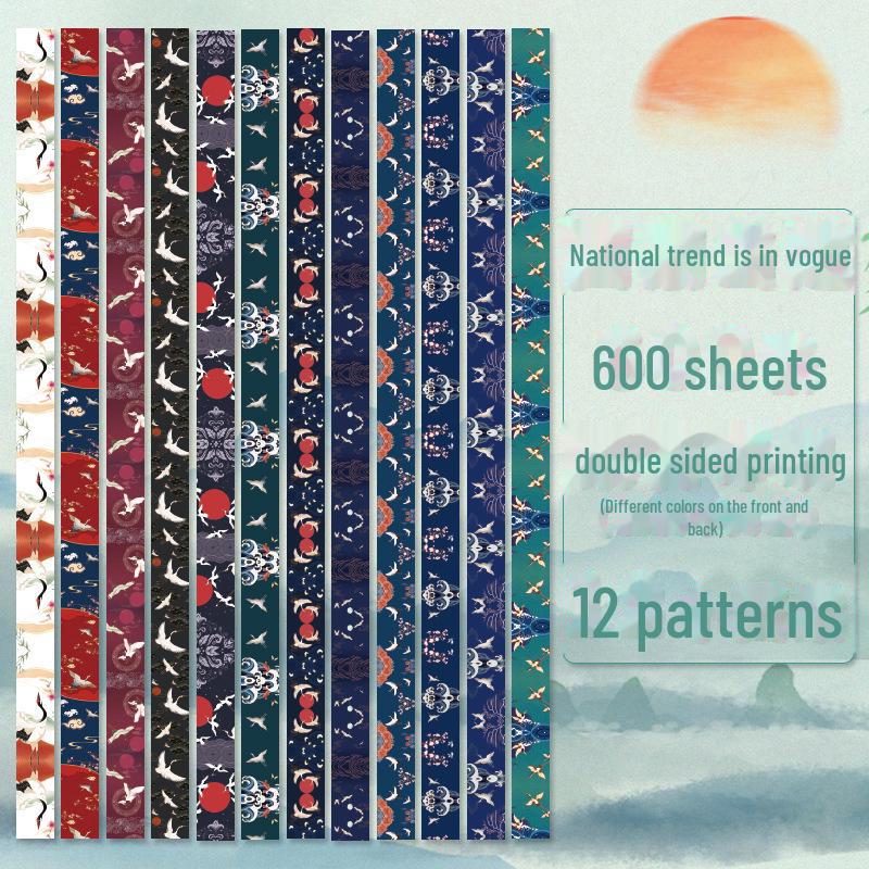 "Chenyang Handmade Origami Paper: Ancient Style Crane-Themed Colored Sheets"