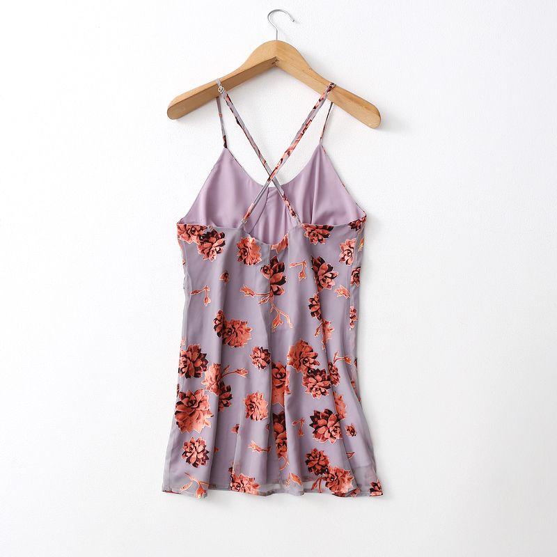 Export Export French Romantic Gentle Ethnic Print Chiffon Camisole Tops Vest Sweet and Spicy Vacation Style