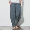 Men's Plus Size Linen Bloomers: Spring/Summer Chinese Style Loose Wide-Leg Carrot Pants